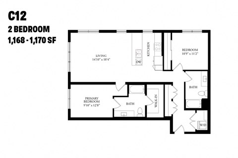 Two Bedroom C12 1168-1170 SF - The Ballard Independent